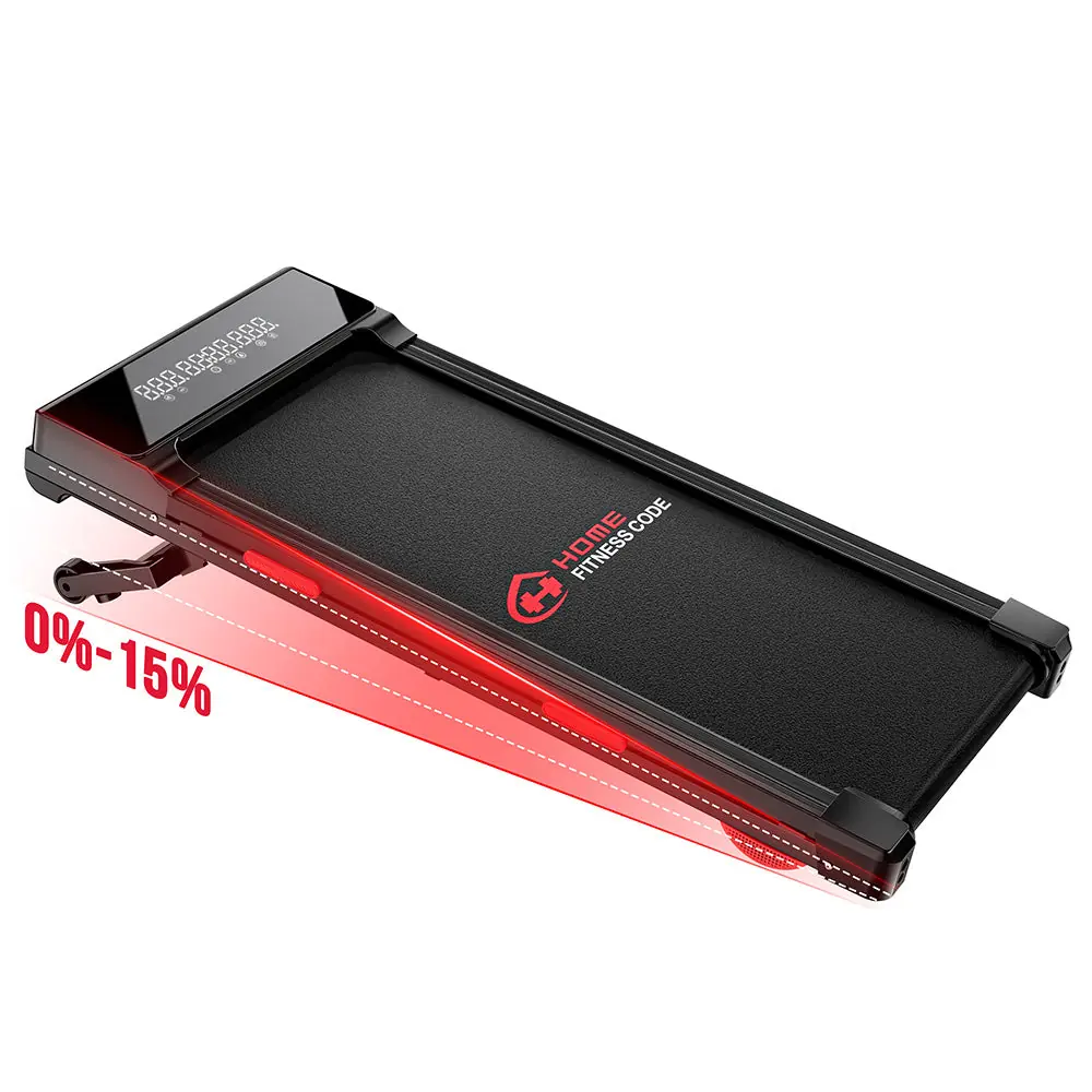 Home Fitness Code Y5 walking pad with 0 to 15 percent incline shown (retailer product image)