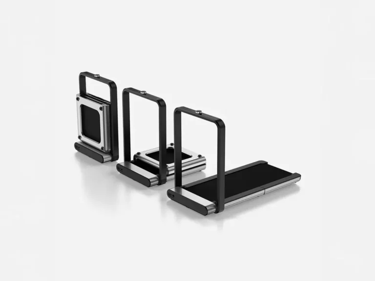 Kingsmith WalkingPad X21 shown open, half folded and fully folded (manufacturer image)